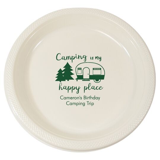 Camping Is My Happy Place Plastic Plates
